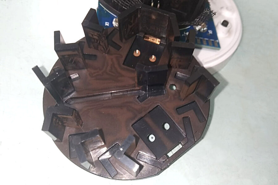 Smoke detector after 4-year operating under conditions of urban metro