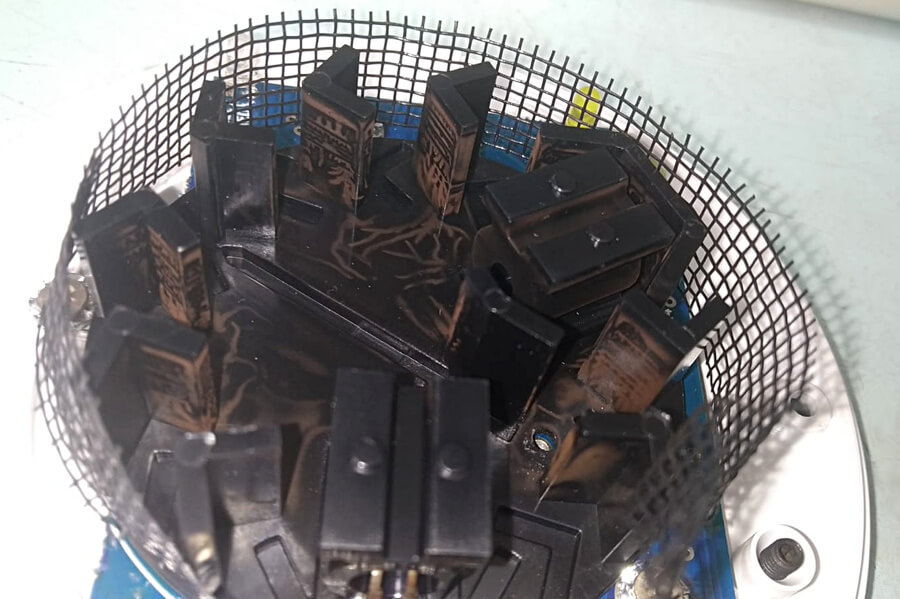 Smoke detector after 4-year operating under conditions of high dustiness and humidity